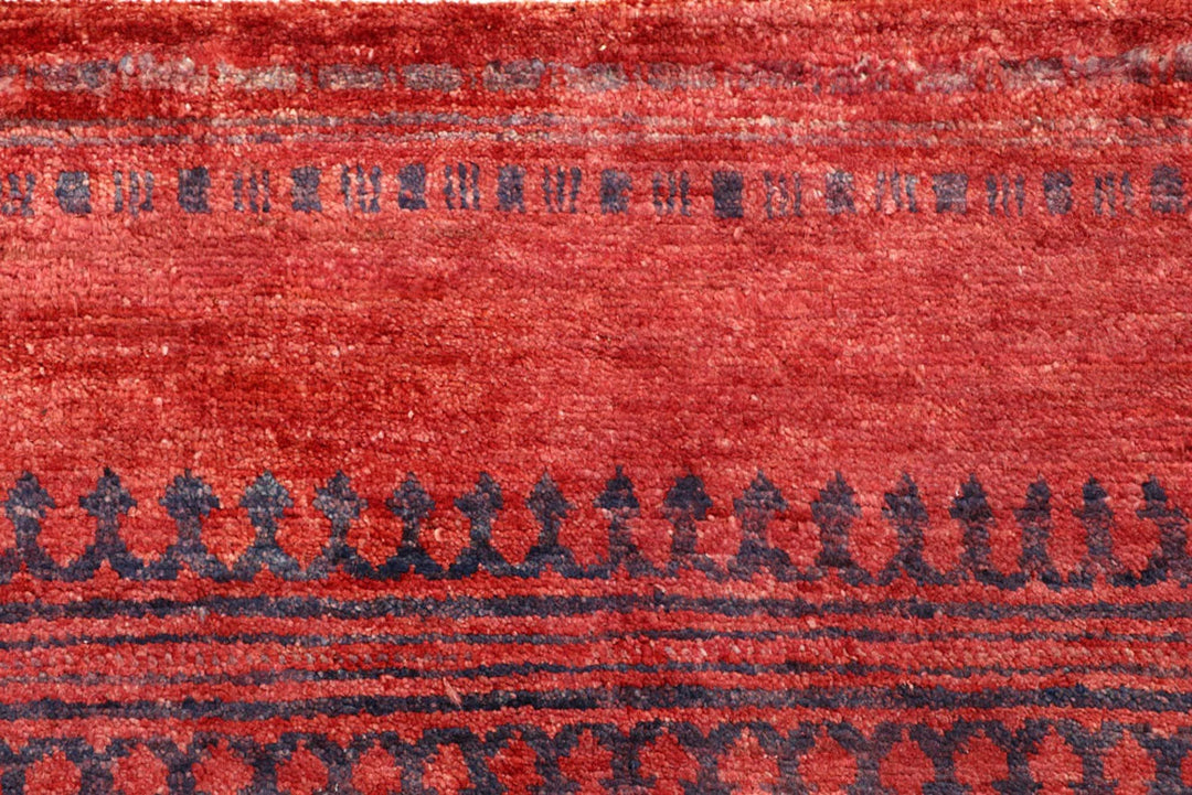 Red Pakistani Gabbeh Rug 3' 1" x 4' 11" Hand-Knotted | No. QA96671
