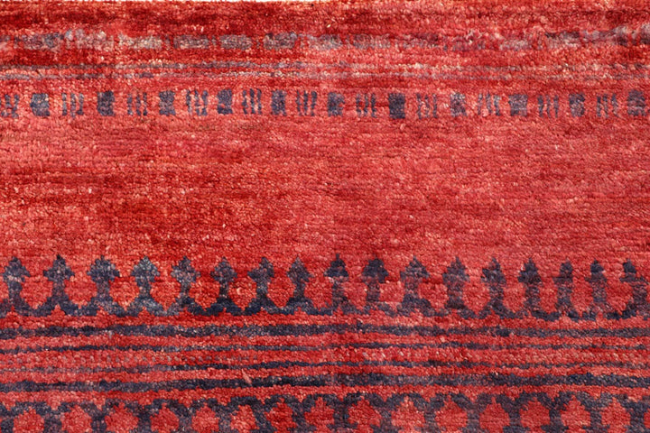 Red Pakistani Gabbeh Rug 3' 1" x 4' 11" Hand-Knotted | No. QA96671