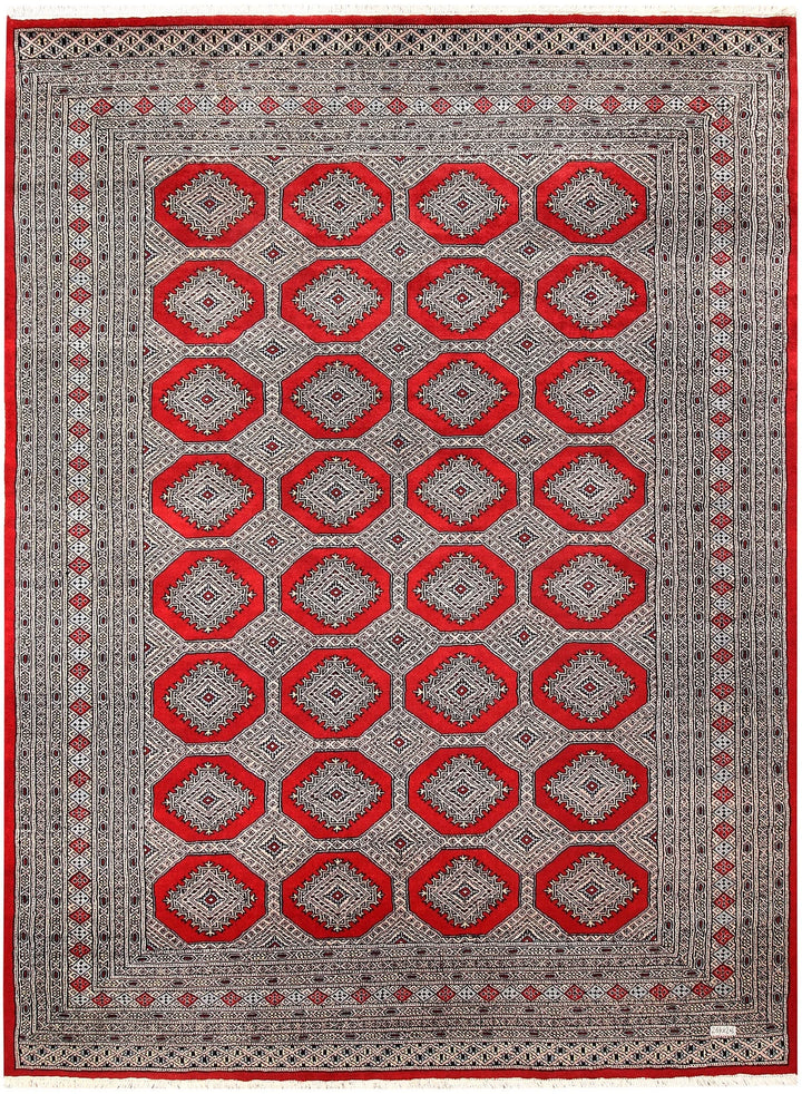 Firebrick Pakistani Jaldar Rug 6' 7" x 8' 8" Hand-Knotted | No. QA96825