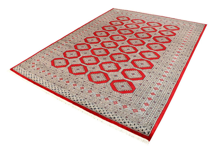 Firebrick Pakistani Jaldar Rug 6' 7" x 8' 8" Hand-Knotted | No. QA96825