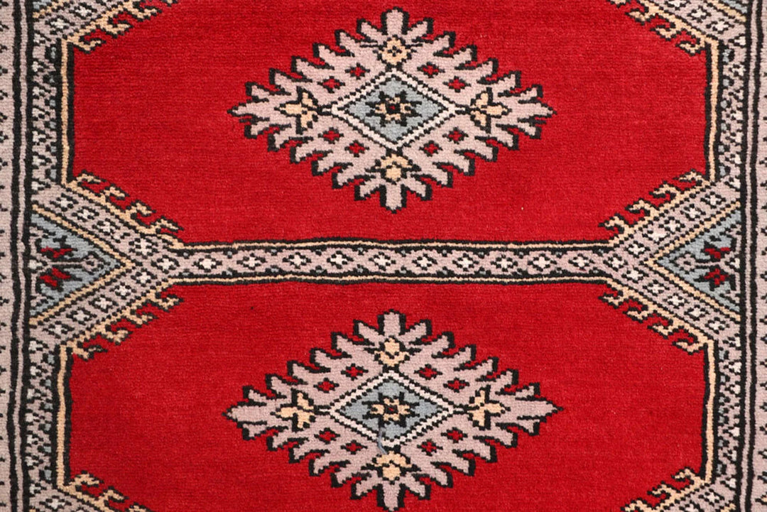 Red Pakistani Jaldar Rug 2' 4" x 8' 10" Hand-Knotted | No. QA96840