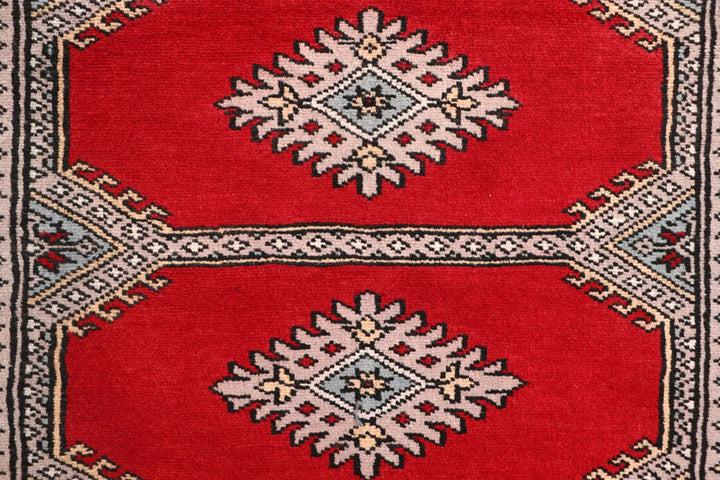Red Pakistani Jaldar Rug 2' 4" x 8' 10" Hand-Knotted | No. QA96840