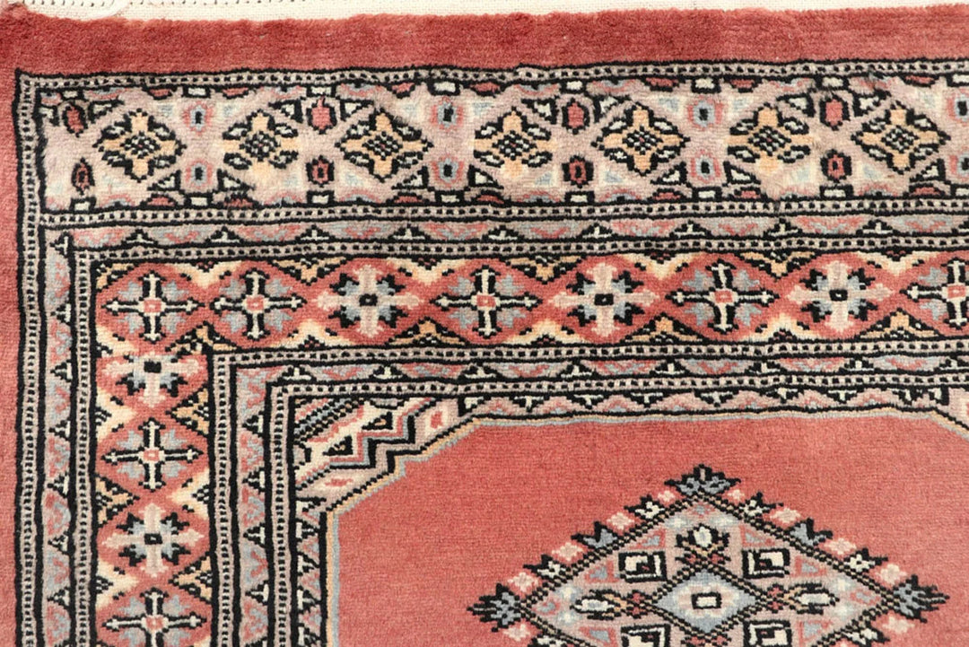 Light Salmon Pakistani Jaldar Rug 2' 7" x 9' 7" Hand-Knotted | No. QA96841