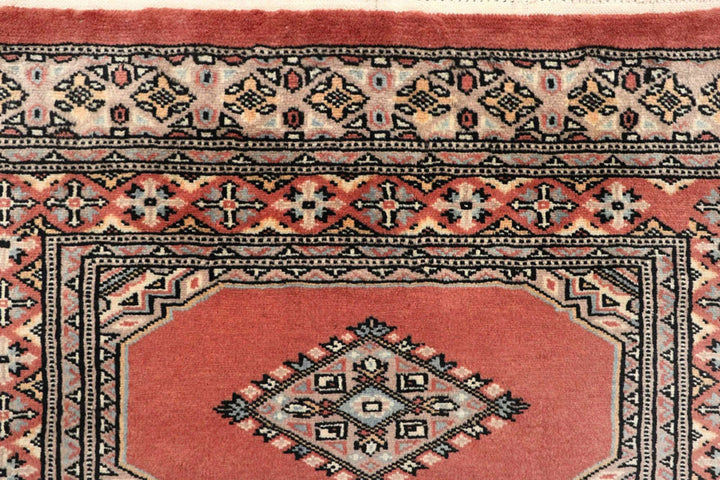 Light Salmon Pakistani Jaldar Rug 2' 7" x 9' 7" Hand-Knotted | No. QA96841