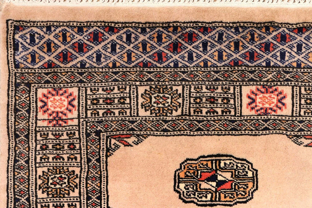 Antique White Pakistani Bokhara Rug 2' 7" x 8' 9" Hand-Knotted | No. QA96872