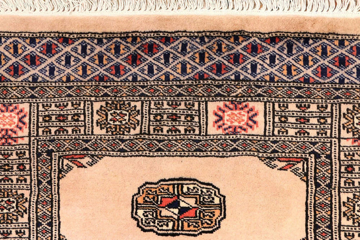 Antique White Pakistani Bokhara Rug 2' 7" x 8' 9" Hand-Knotted | No. QA96872