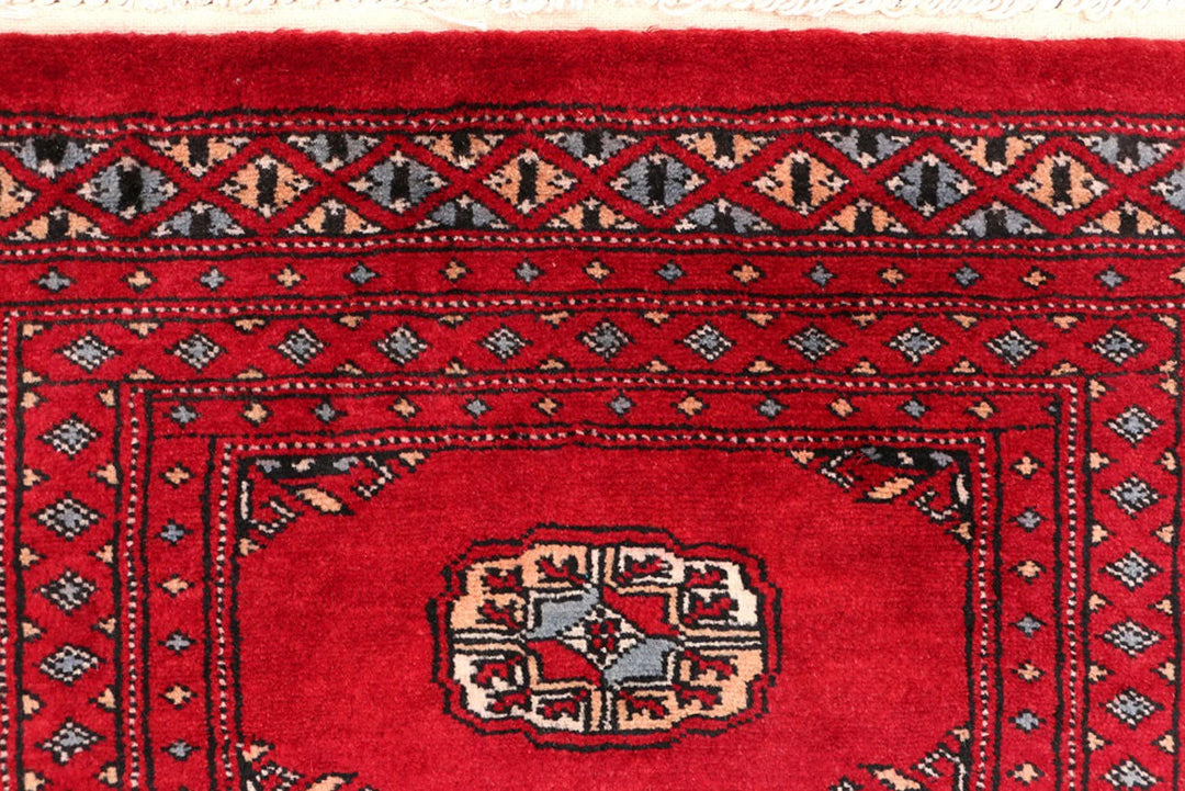 Dark Red Bokhara Rug 2' x 5' 11" Hand-Knotted | No. QA96881