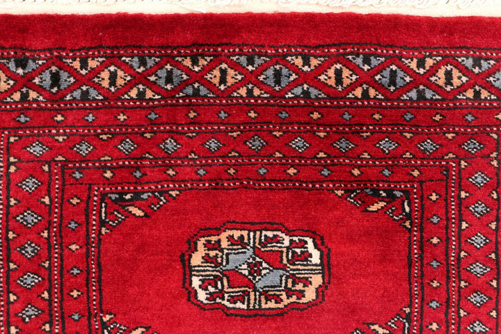 Dark Red Bokhara Rug 2' x 5' 11" Hand-Knotted | No. QA96881