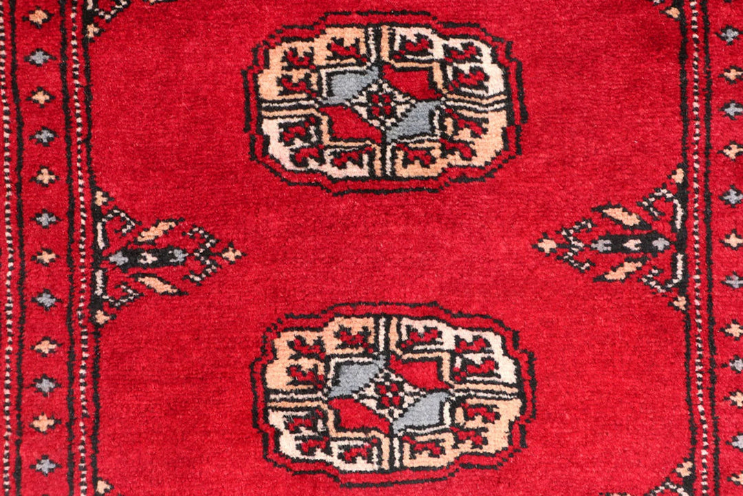 Dark Red Bokhara Rug 2' x 5' 11" Hand-Knotted | No. QA96881
