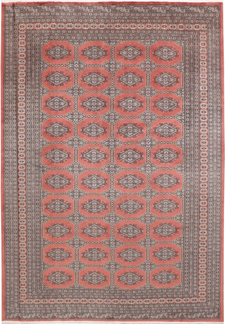 Dark Salmon Pakistani Jaldar Rug 6' 9" x 9' 10" Hand-Knotted | No. QA97097