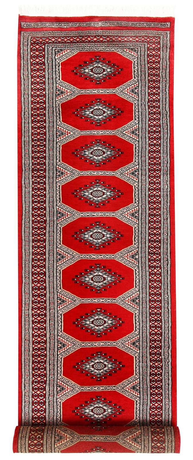 Red Pakistani Jaldar Rug 2' 4" x 9' 9" Hand-Knotted | No. QA97107