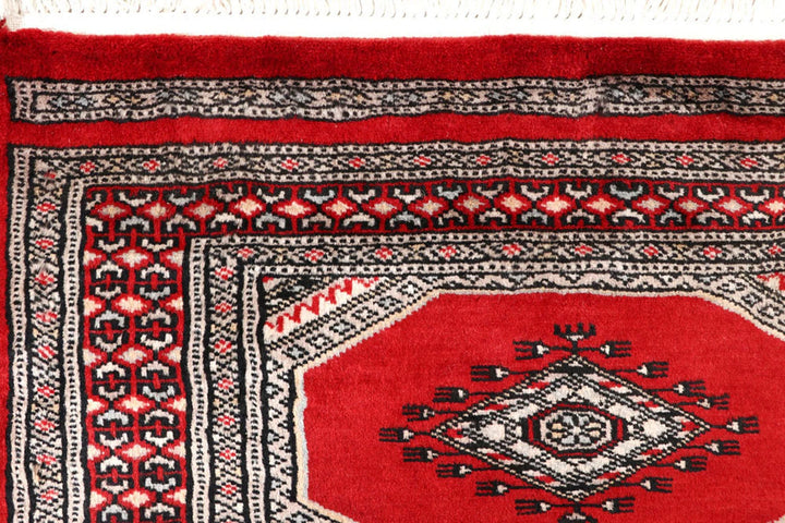 Red Pakistani Jaldar Rug 2' 4" x 9' 9" Hand-Knotted | No. QA97107