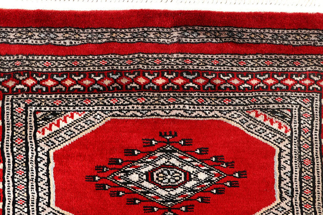 Red Pakistani Jaldar Rug 2' 4" x 9' 9" Hand-Knotted | No. QA97107