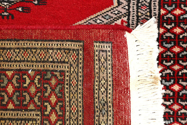 Red Pakistani Jaldar Rug 2' 4" x 9' 9" Hand-Knotted | No. QA97107