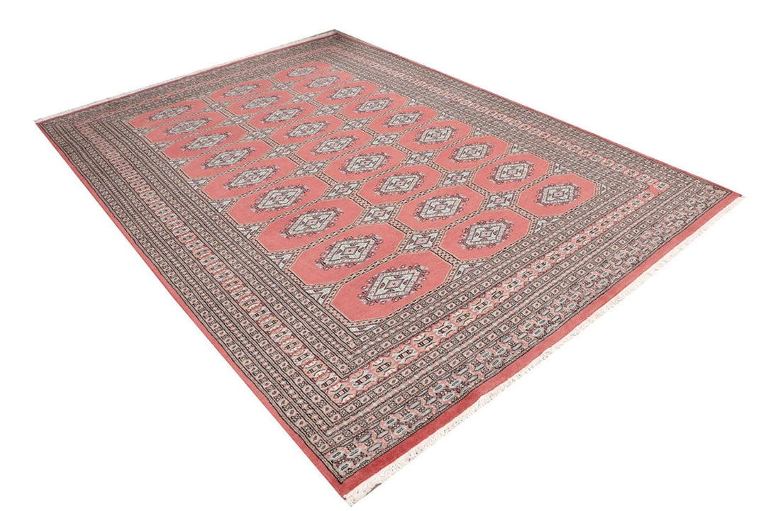 Dark Salmon Pakistani Jaldar Rug 6' 8" x 9' 3" Hand-Knotted | No. QA97276