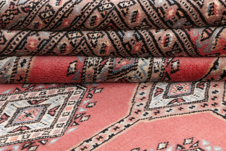 Dark Salmon Pakistani Jaldar Rug 6' 8" x 9' 3" Hand-Knotted | No. QA97276