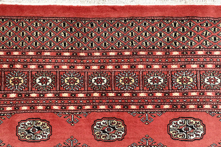 Salmon Pakistani Bokhara Rug 7' 10" x 9' 11" Hand-Knotted | No. QA97405