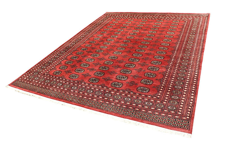 Salmon Pakistani Bokhara Rug 7' 10" x 9' 11" Hand-Knotted | No. QA97405