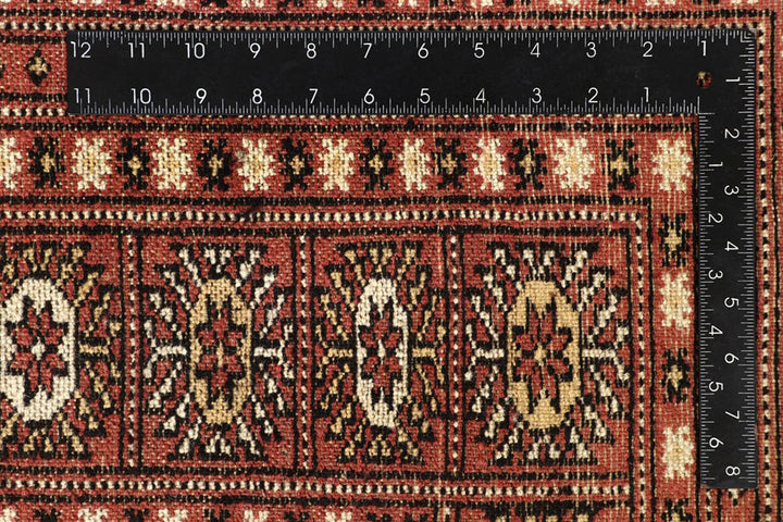 Salmon Pakistani Bokhara Rug 7' 10" x 9' 11" Hand-Knotted | No. QA97405