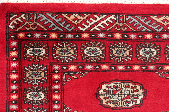 Dark Red Pakistani Bokhara Runner 2' 6" x 9' 7" Hand-Knotted | No. QA97467