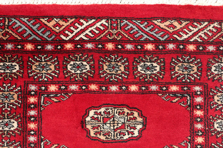 Dark Red Pakistani Bokhara Runner 2' 6" x 9' 7" Hand-Knotted | No. QA97467