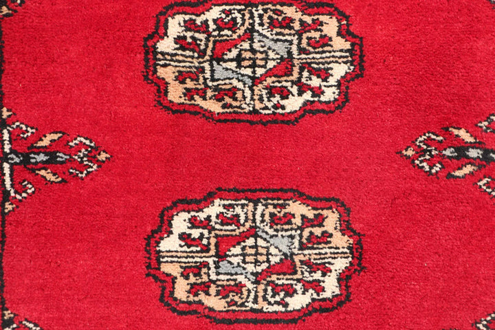 Dark Red Pakistani Bokhara Runner 2' 6" x 9' 7" Hand-Knotted | No. QA97467