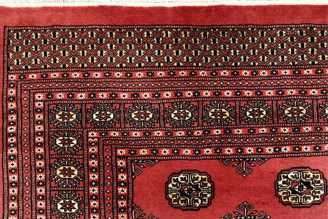 Salmon Pakistani Bokhara Rug 8' 2" x 10' 2" Hand-Knotted | No. QA97484