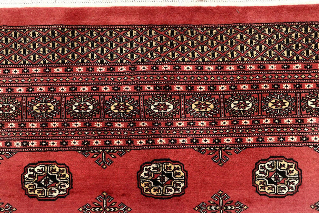 Salmon Pakistani Bokhara Rug 8' 2" x 10' 2" Hand-Knotted | No. QA97484