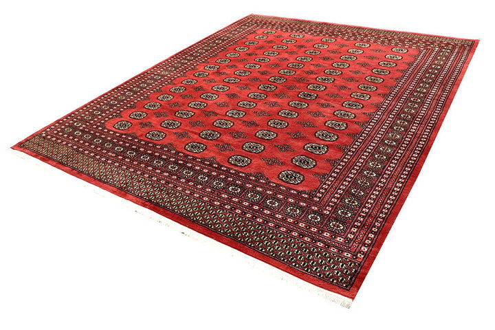 Salmon Pakistani Bokhara Rug 8' 2" x 10' 2" Hand-Knotted | No. QA97484