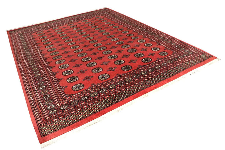 Salmon Pakistani Bokhara Rug 8' 2" x 10' 2" Hand-Knotted | No. QA97484