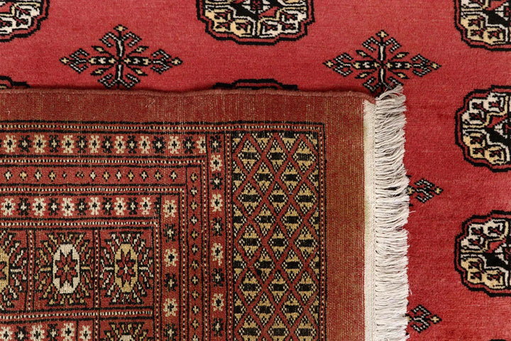 Salmon Pakistani Bokhara Rug 8' 2" x 10' 2" Hand-Knotted | No. QA97484