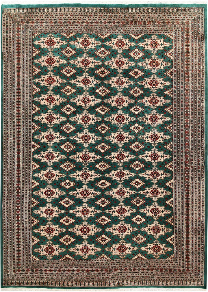 Teal Pakistani Jaldar Rug 8' x 11'1" Hand-Knotted | No. QA97605