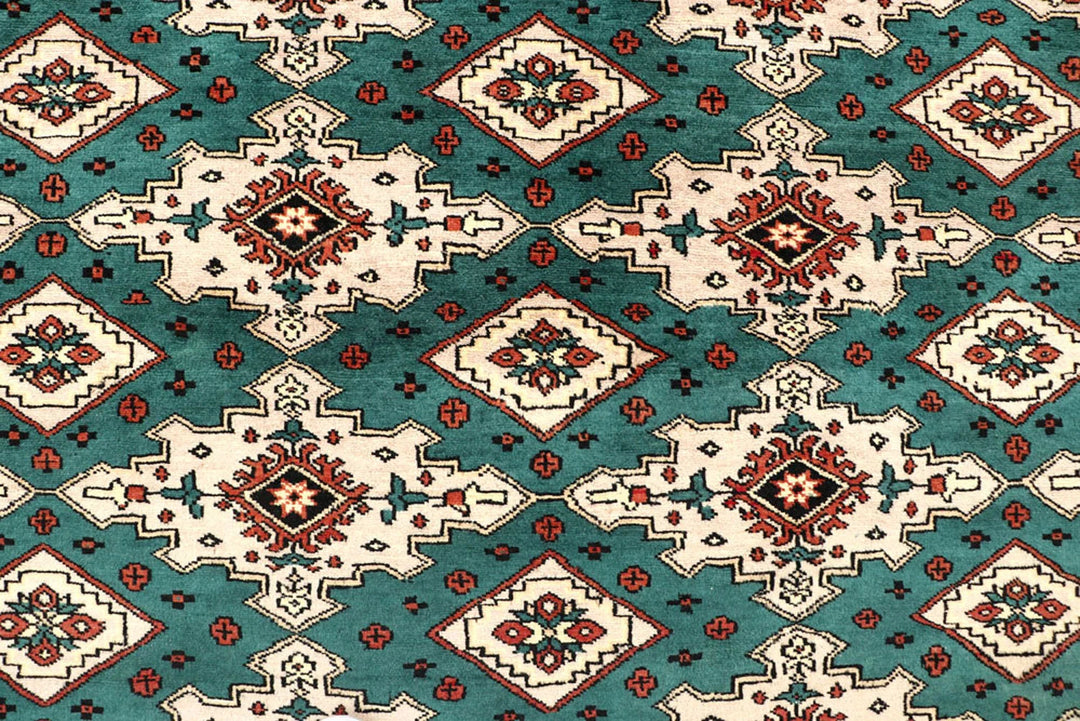 Teal Pakistani Jaldar Rug 8' x 11'1" Hand-Knotted | No. QA97605