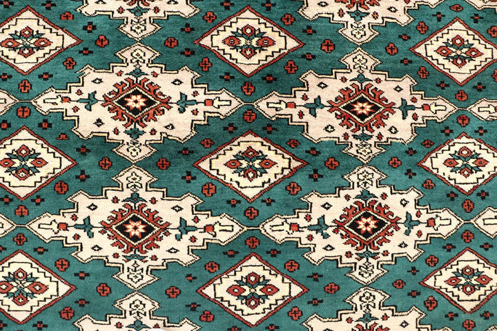 Teal Pakistani Jaldar Rug 8' x 11'1" Hand-Knotted | No. QA97605