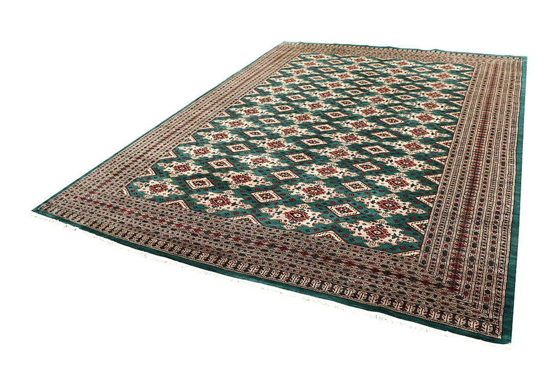Teal Pakistani Jaldar Rug 8' x 11'1" Hand-Knotted | No. QA97605