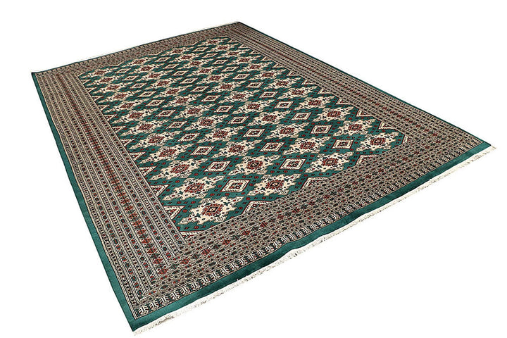 Teal Pakistani Jaldar Rug 8' x 11'1" Hand-Knotted | No. QA97605