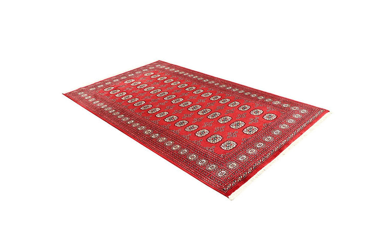 Red Bokhara Rug 4' 11" x 8' 2" Hand-Knotted | No. QA97624