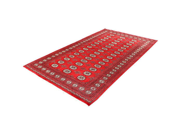 Red Bokhara Rug 4' 11" x 8' 2" Hand-Knotted | No. QA97624