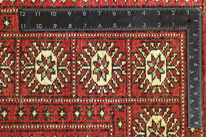 Red Bokhara Rug 4' 11" x 8' 2" Hand-Knotted | No. QA97624