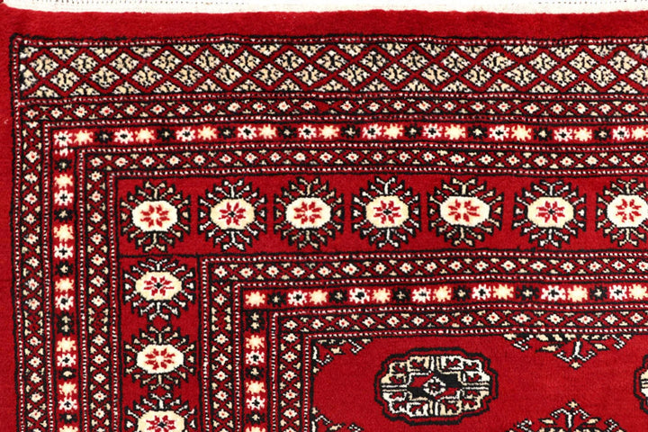 Red Pakistani Bokhara Rug 8' 1" x 10' 1" Hand-Knotted | No. QA97650