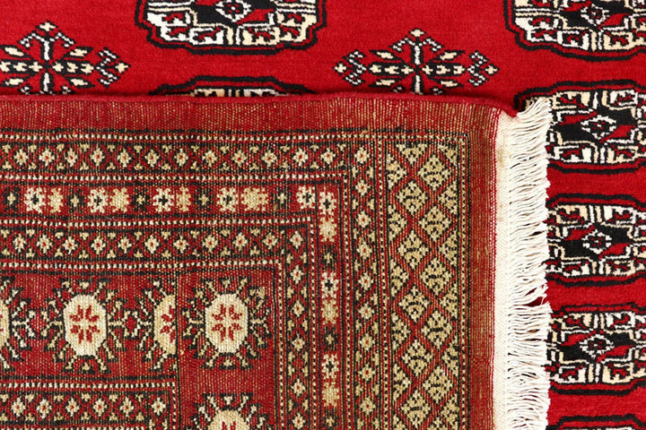 Red Pakistani Bokhara Rug 8' 1" x 10' 1" Hand-Knotted | No. QA97650