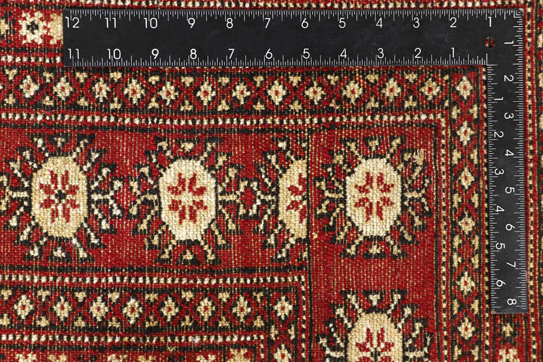 Red Pakistani Bokhara Rug 8' 1" x 10' 1" Hand-Knotted | No. QA97650