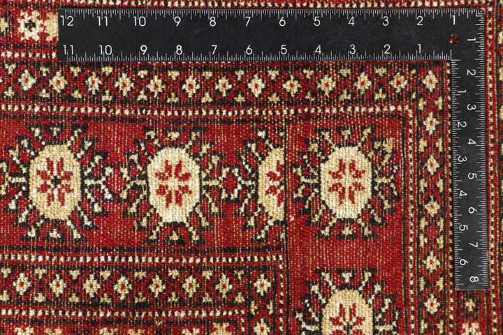 Red Pakistani Bokhara Rug 8' 1" x 10' 1" Hand-Knotted | No. QA97650
