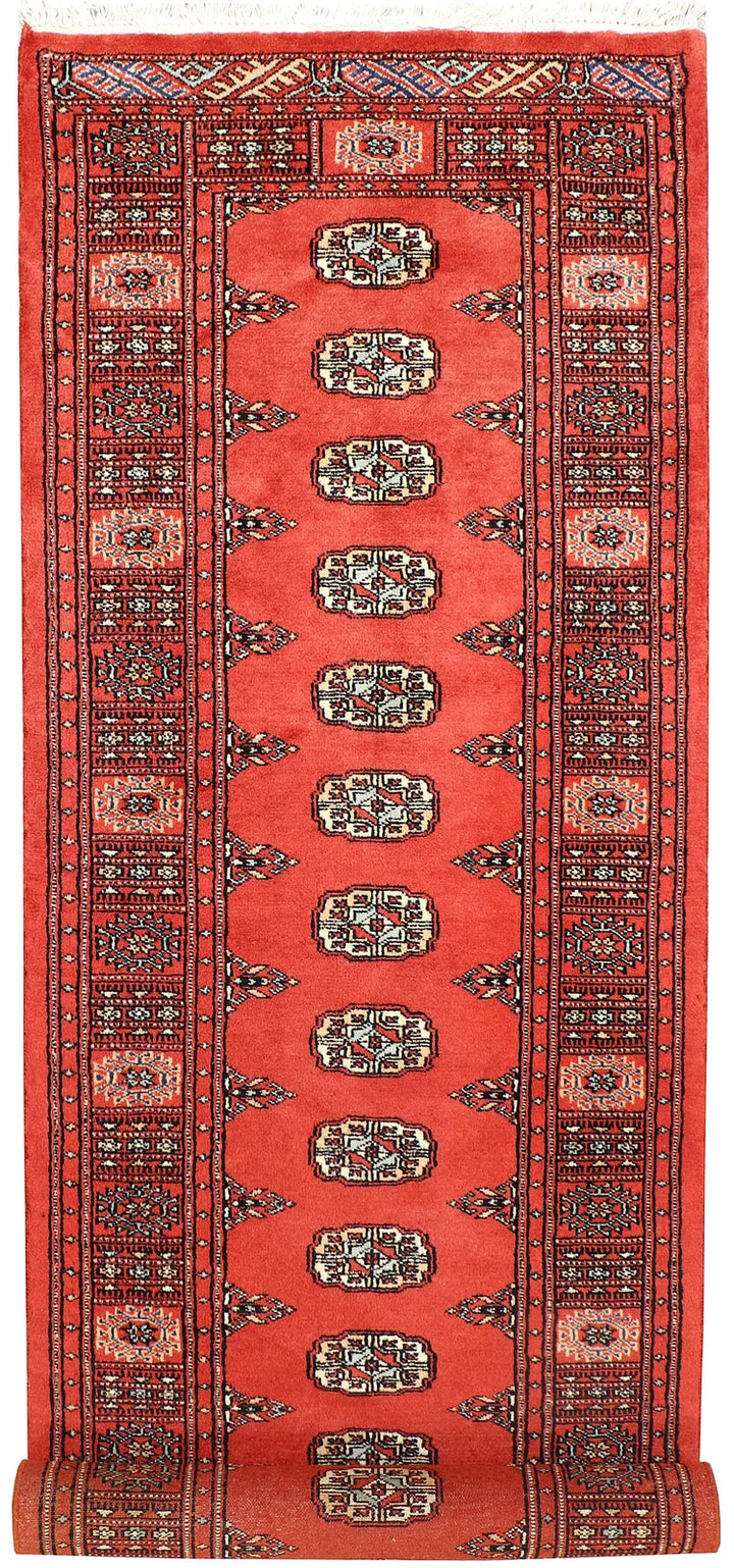 Orange Bokhara Rug 2' 7" x 9' 10" Hand-Knotted | No. QA97728