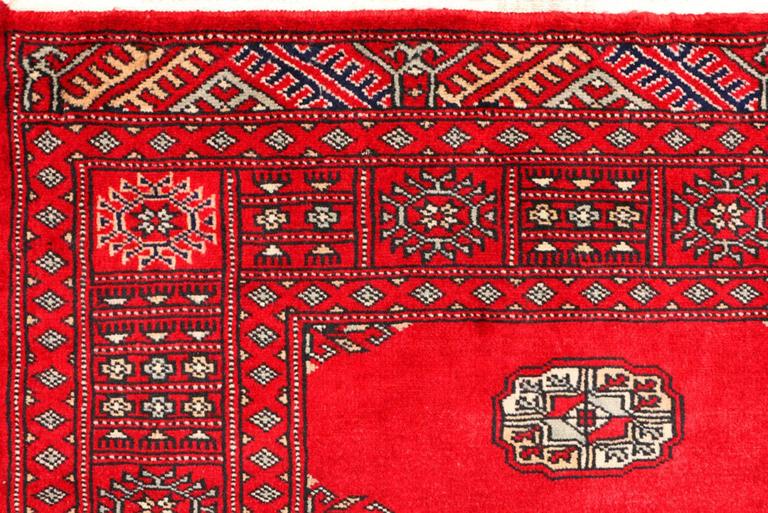 Red Bokhara Rug 2' 11" x 4' 8" Hand-Knotted | No. QA97762