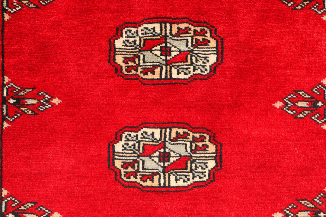Red Bokhara Rug 2' 11" x 4' 8" Hand-Knotted | No. QA97762