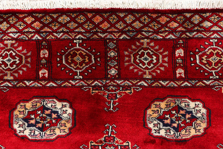 Firebrick Red Pakistani Bokhara Rug 4' 2" x 6' 4" Hand-Knotted | No. QA97788