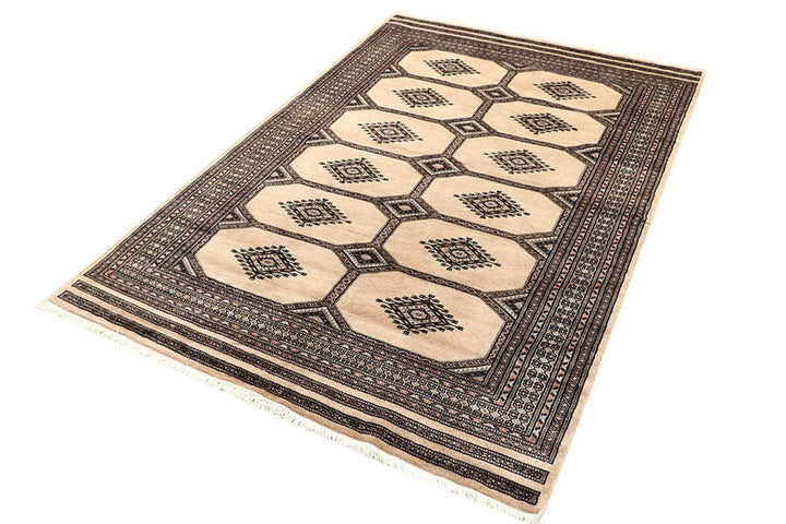 Brown Pakistani Jaldar Rug 4' 7" x 6' 10" Hand-Knotted | No. QA97836