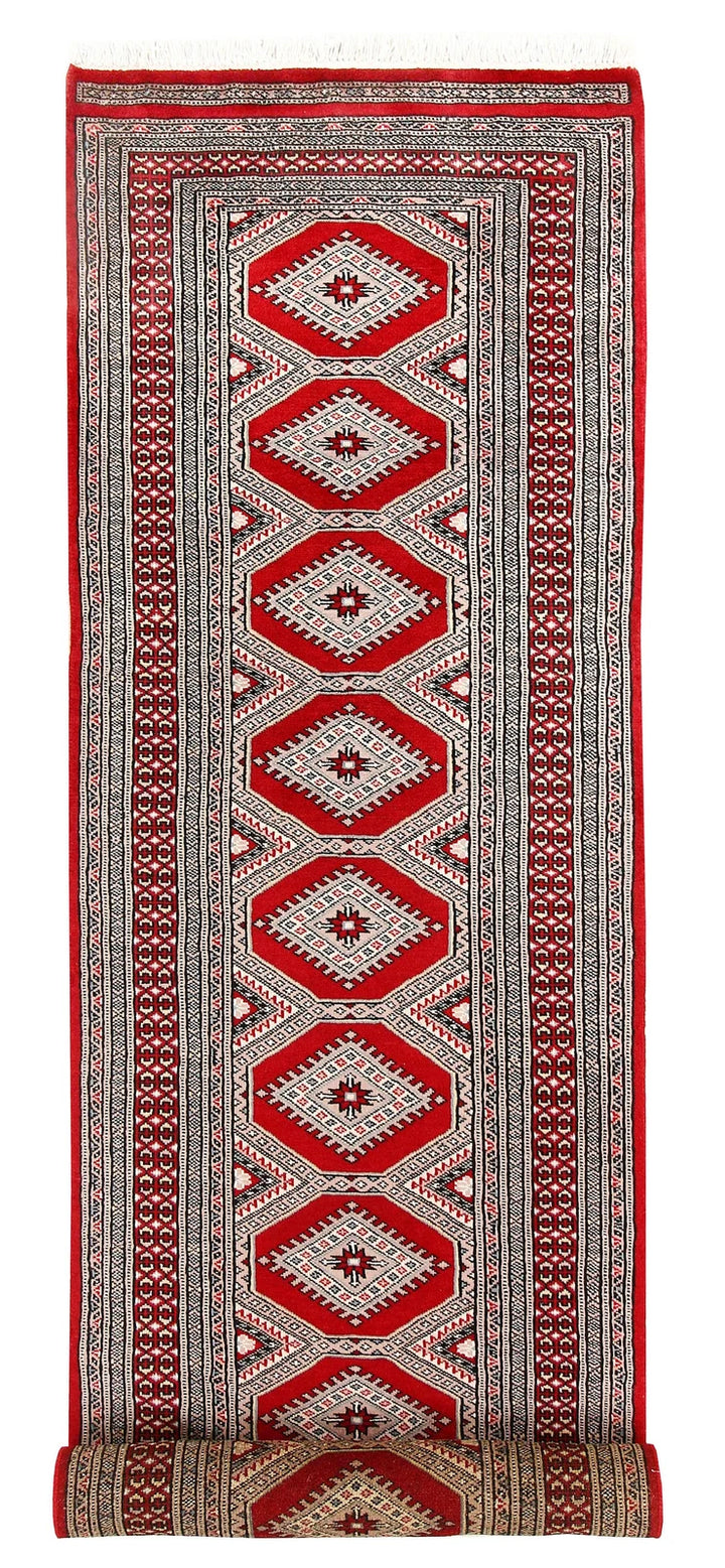 Firebrick Red Pakistani Jaldar Runner 2' 6" x 10' 1" Hand-Knotted | No. QA97847