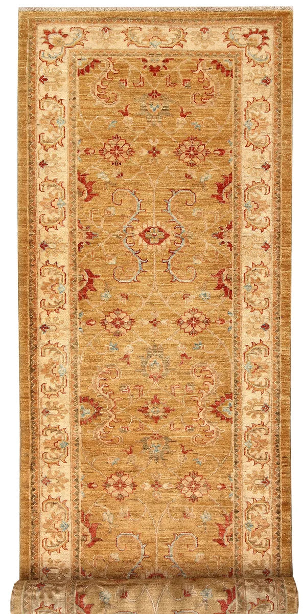 Dark Goldenrod Afghan Ziegler Rug 2' 9" x 8' Hand-Knotted | No. QA97873